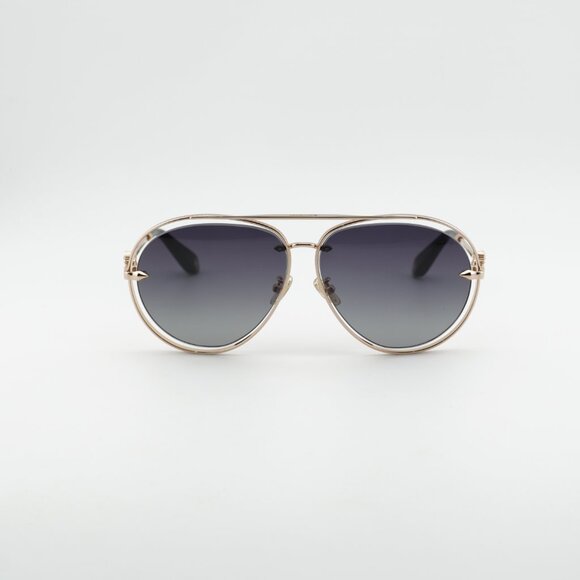 Roberto Cavalli SRC032M 0300 Sunglasses Gold Aviator Frame, Grey Lenses main image 6